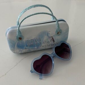 Kids Heart-Shaped Glitter Sunglasses with Case